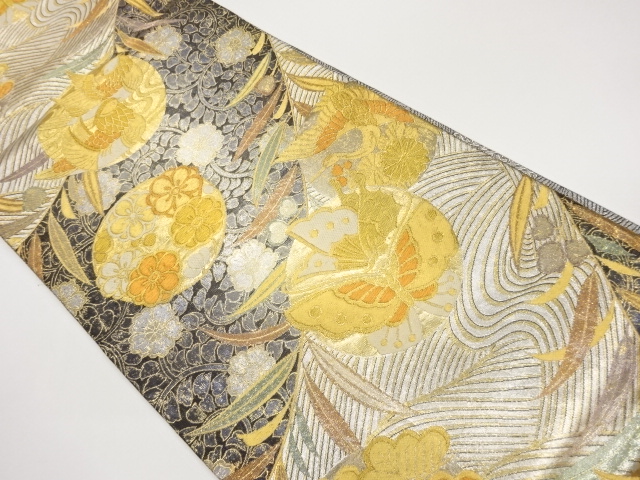 JAPANESE FUKURO OBI / WOVEN FLOWER & BIRD